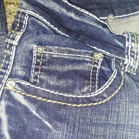 Wired Heart Jeans Womens 30 Stretch Medium Wash Low Rise Bootcut - Picture 4 of 9